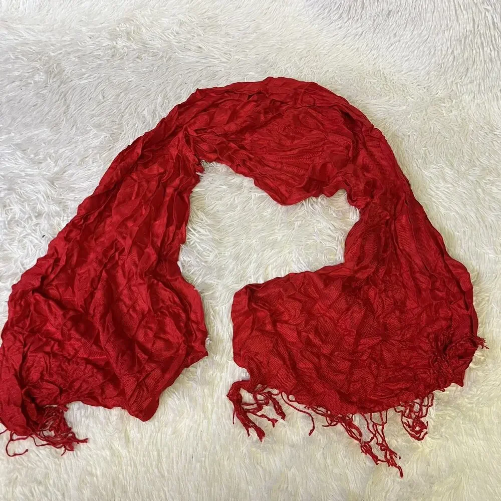 Head Wrap Fringes Tichel Scarf Chemo Head Covering Headscarf Red
